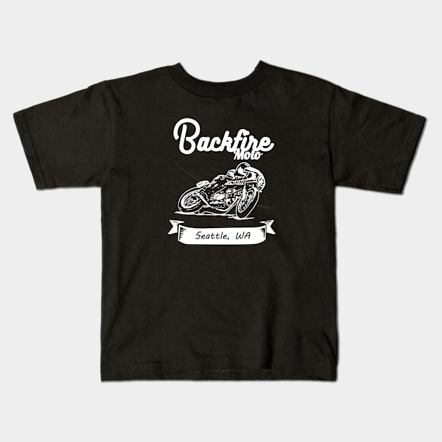 Backfire Moto Racer Design Kids T-Shirt by backfiremoto@gmail.com